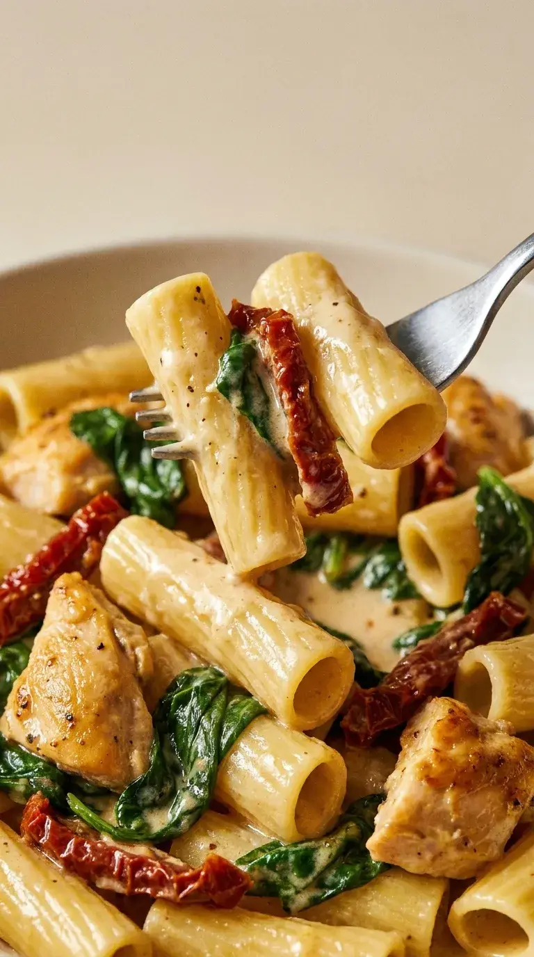 Chicken Pasta with Sundried Tomatoes and Spinach: Creamy Pasta