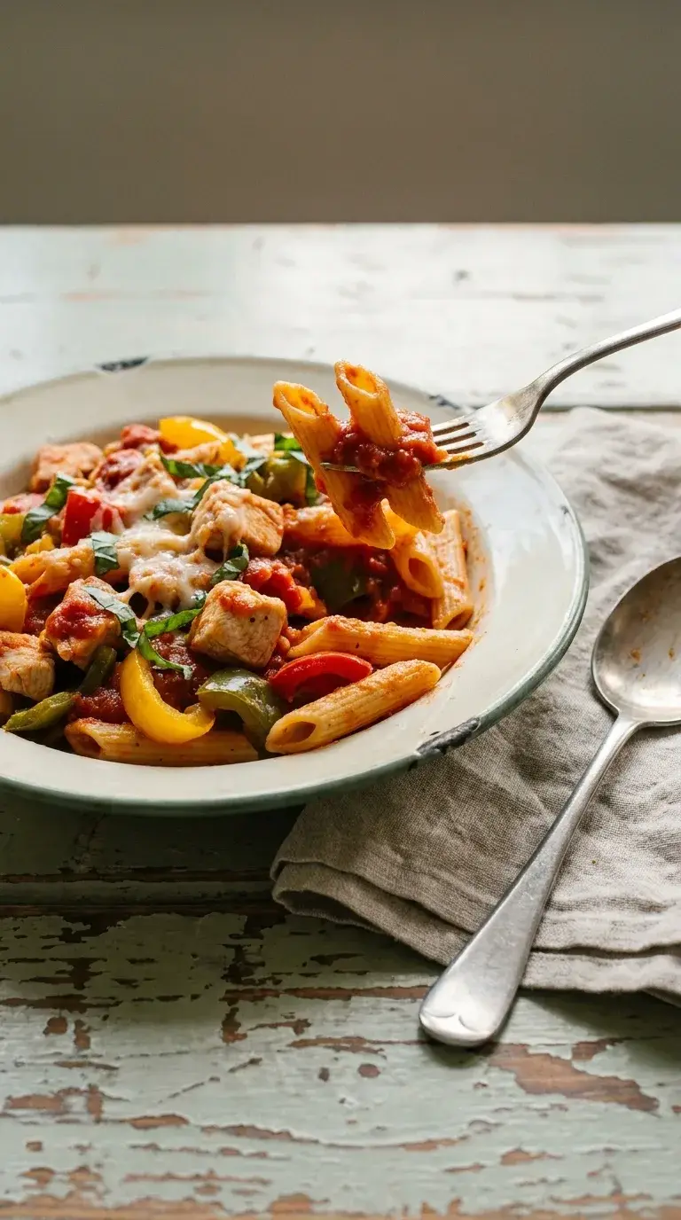 Chicken Pepper Pasta: Tomato-Based Pasta with Peppers