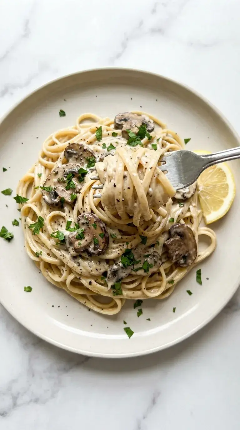 Creamy Mushroom Pasta: Italian Long-Shape Pasta