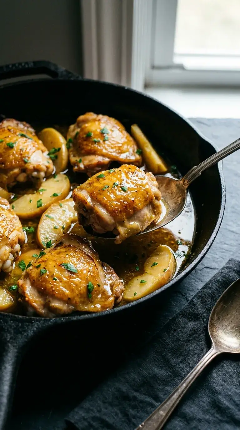 Halal Apple Chicken Skillet: Chicken Thighs in Apple Sauce