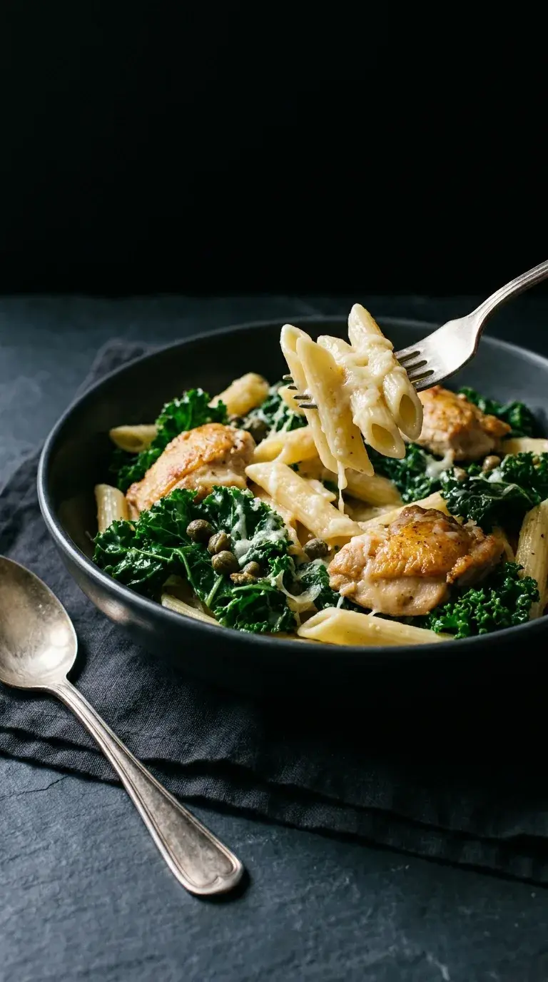 Chicken Pasta with Kale: Italian Lemon and Olive Oil Pasta